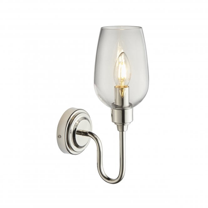 Utopia Lighting Utopia Lighting Walton Single Wall Light - Bright Nickel Plate & Clear Glass