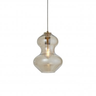 Westcliff Wavy Single Pendant - Satin Brass Plate & Champagne Lustre Glass