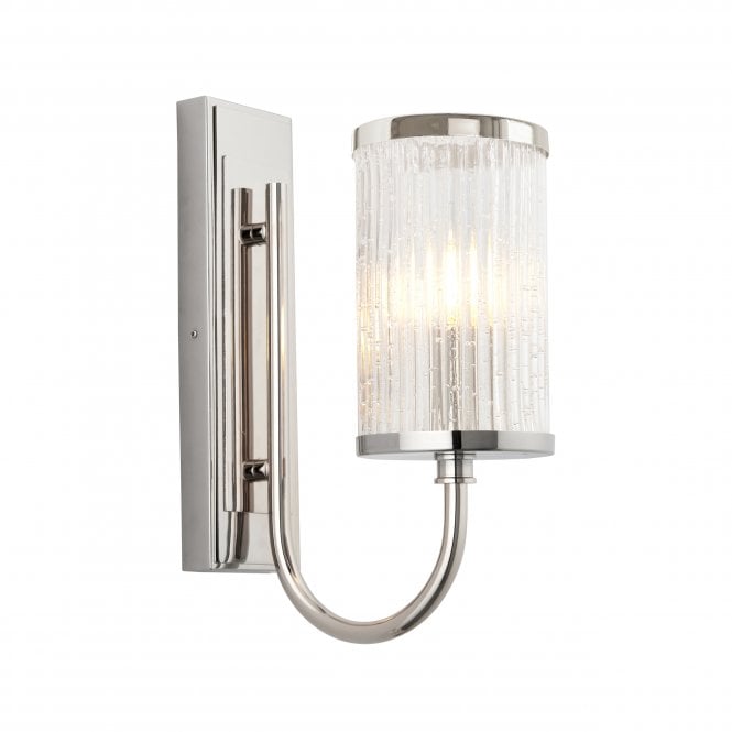 Utopia Lighting Utopia Lighting Windsor Wall Light - Bright Nickel & Ribbed Bubble Glass Shades